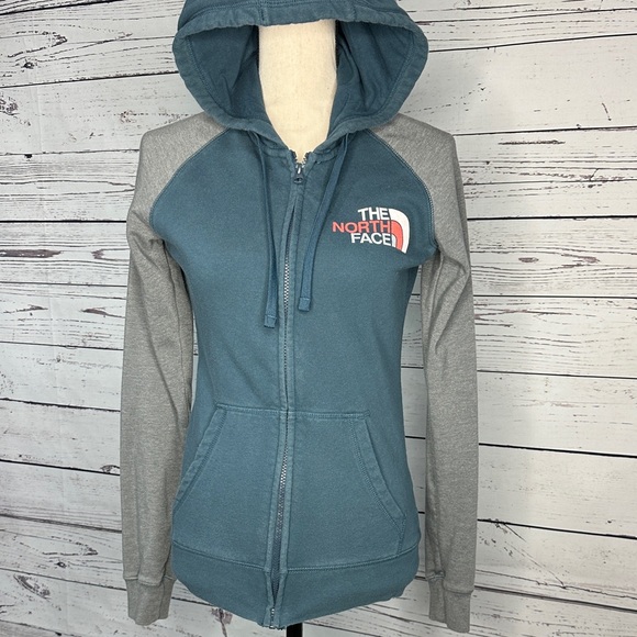 The North Face Tops - The North Face Women's Teal and Gray Zip-Up Hoodie